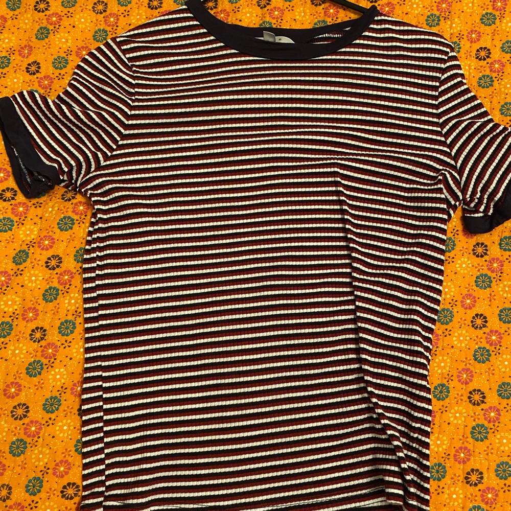 Stripped red white and blue top!